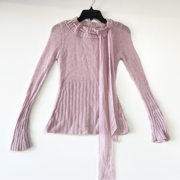 Anthropologie Sweaters - Sleeping on snow Anthropologie pink wool scarf neck knit sweater